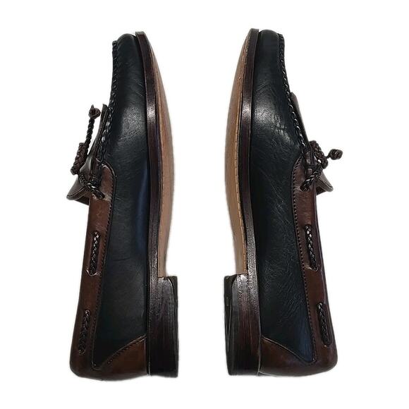 Allen Edmonds Nottingham Loafers 11 D Two Tone Brown Black Kiltie Tassel USA